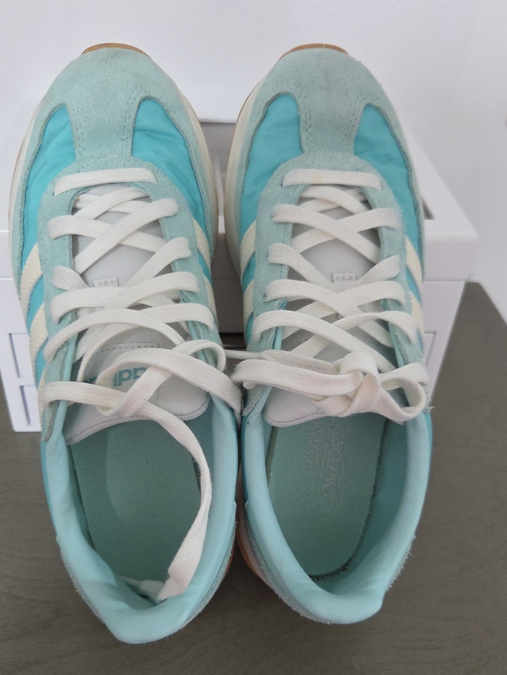 adidas Women's Mint Blue and White Retro Runner Sneakers